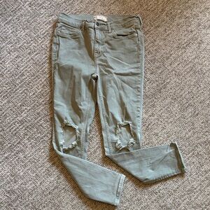 Free People Olive Green Denim Pants